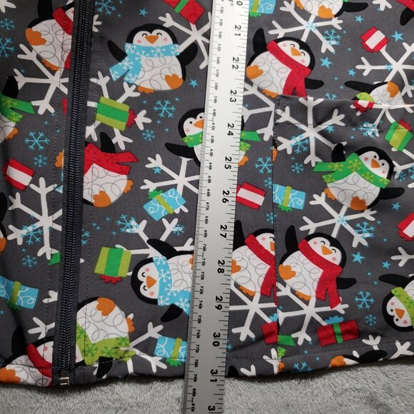 Elite Med Performance Scrub Jacket Penguins Presents and Snowflakes Wmn Sz 2XL - Picture 11 of 11